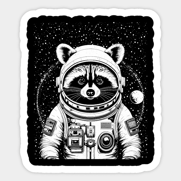 Raccoon astronaut Sticker by RusticVintager